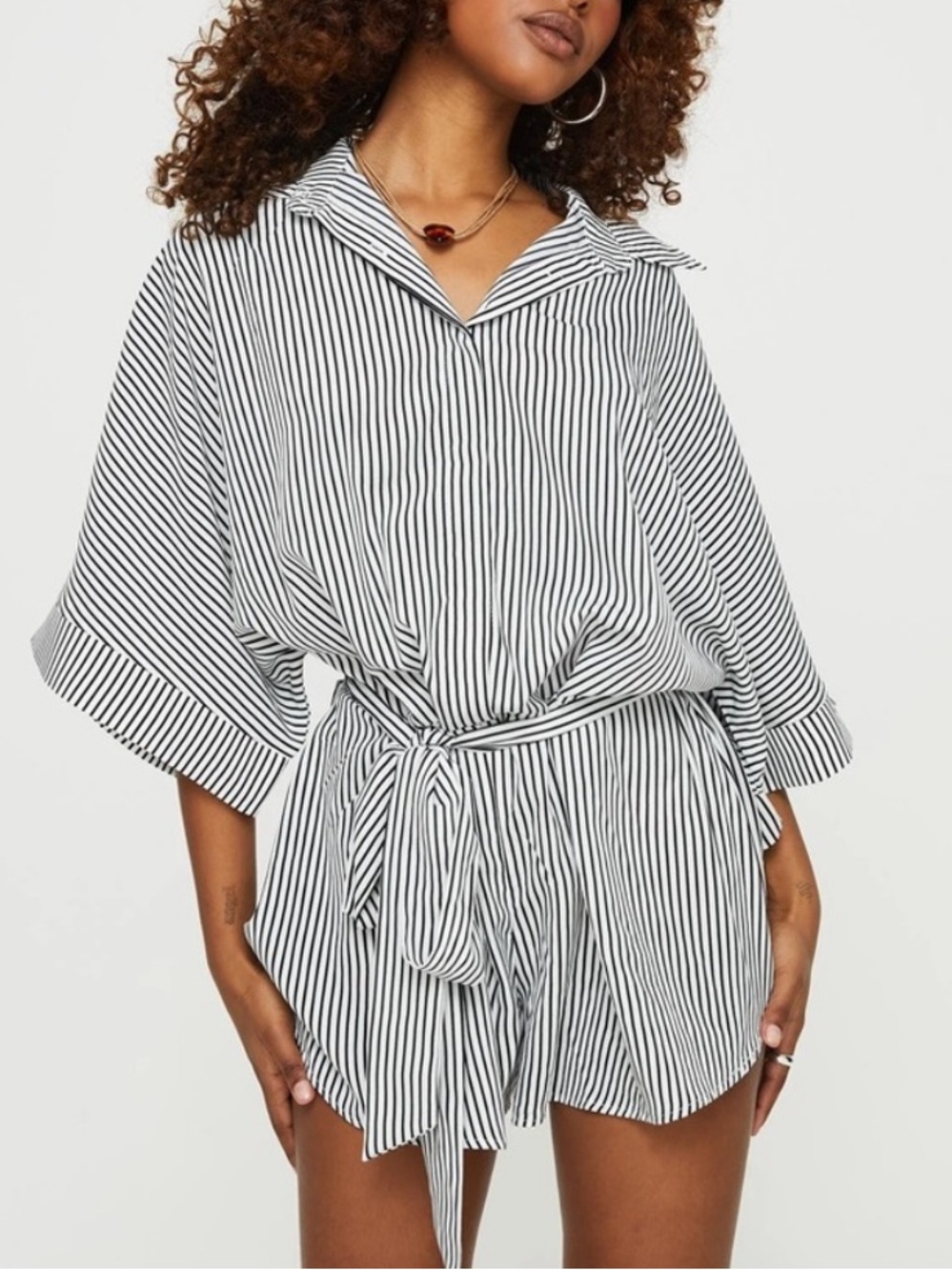 NWT Princess Polly Patron Romper Size 6 Stripe Black White NEW